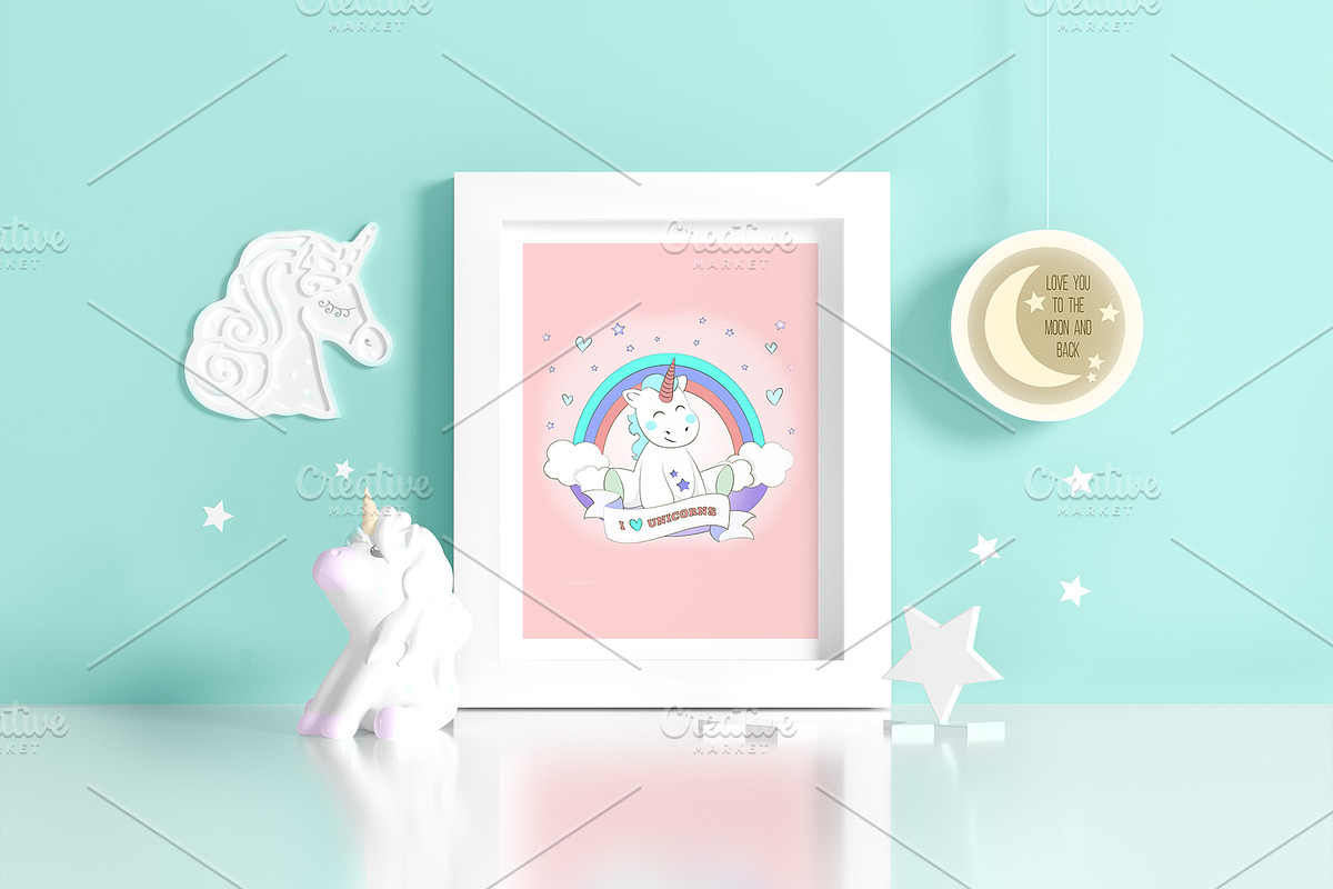 Kids Room Frame Mockups - Unicorn, a Product Mockup by Milan Mockup (Photo 4 of 6)