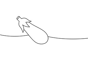 Fresh eggplant one line continuous, a Food Illustration by GraphiShop