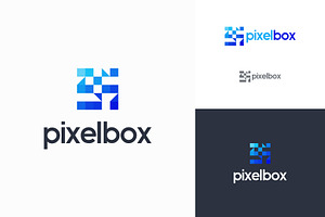 Set Of Pixel Box Logo Design Concept