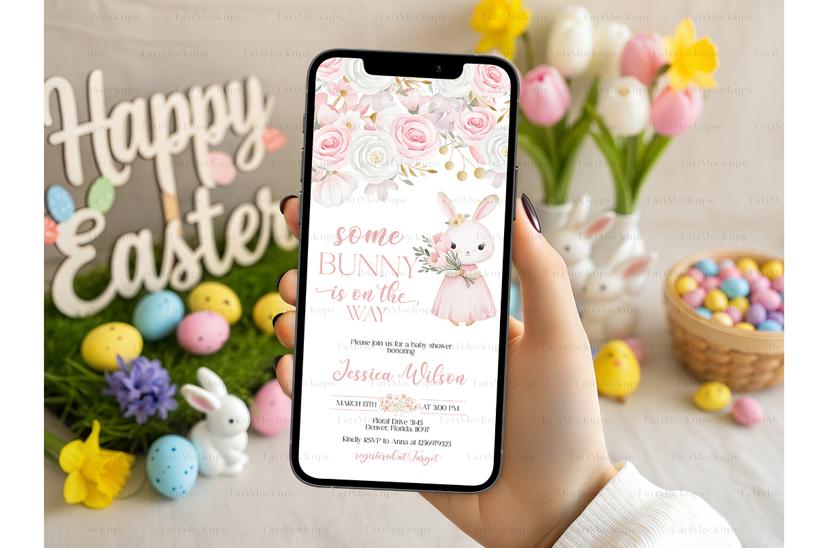 Easter Phone Screen Mockup in Hand, a Product Mockup by TatiMockup (Photo 5 of 5)
