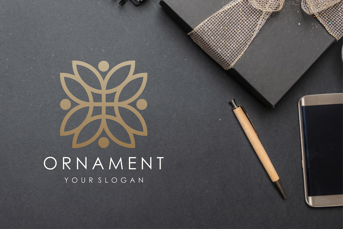 line art floral ornament - SVG file, a Branding & Logo Template by BARONSTD (Photo 2 of 7)