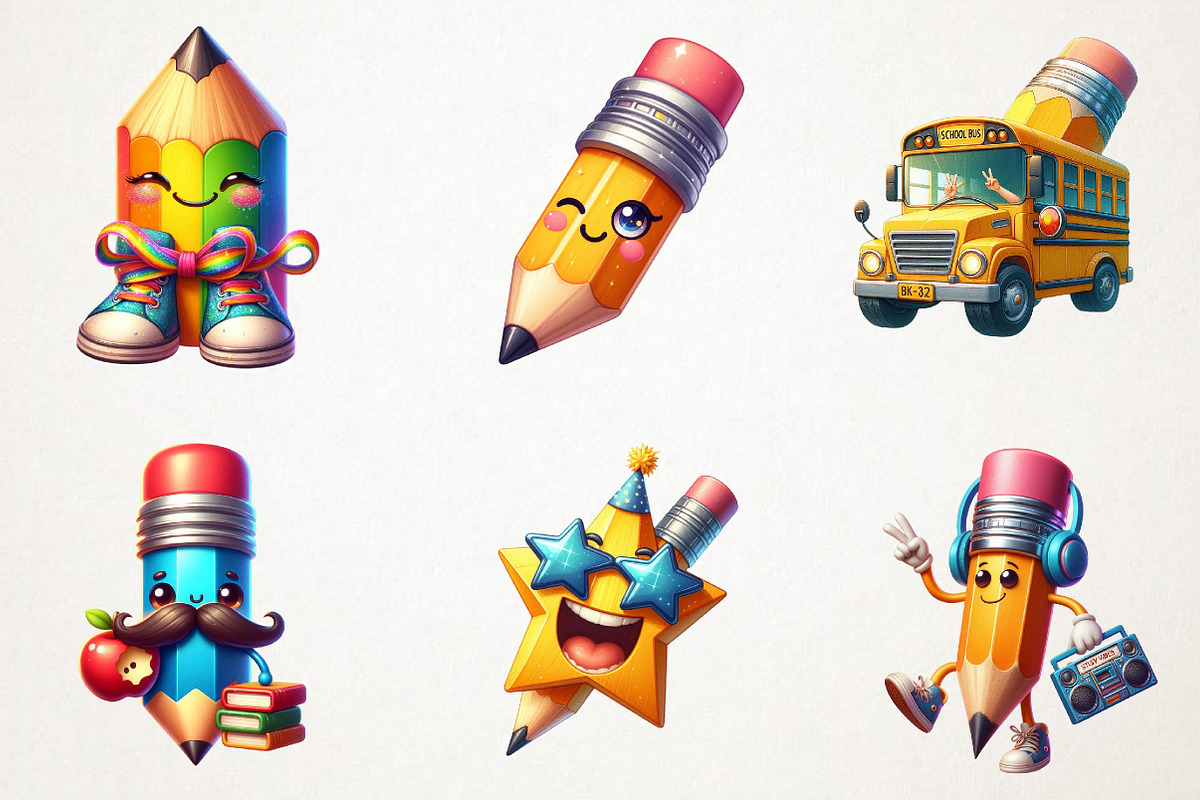 Back To School Funny Pencil Clipart, an Illustration by RobertsArt (Photo 2 of 7)