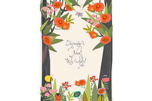 Cute Cartoon Frame with Blooming, an Object Illustration by Maria Starus