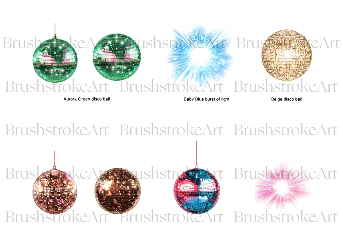 Disco Ball Clipart, Light Burst PNG, a Decorative Illustration by BrushstrokeArtGB (Photo 2 of 9)