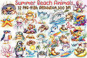 Summer Beach Animals Clipart Summer, an Illustration by Sublimation Artist (Thumbnail 1 of 6)