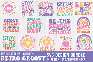 Retro Groovy Quote SVG Bundle, a Seasonal Illustration by Craft Nest