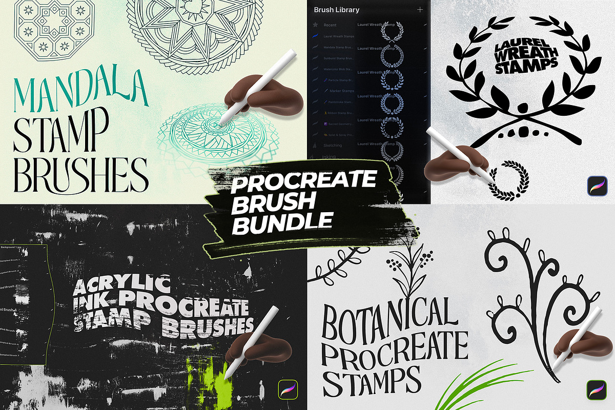 Procreate Stamp Brushes Bundle, a Brush Add-On by Layerform Design Co.