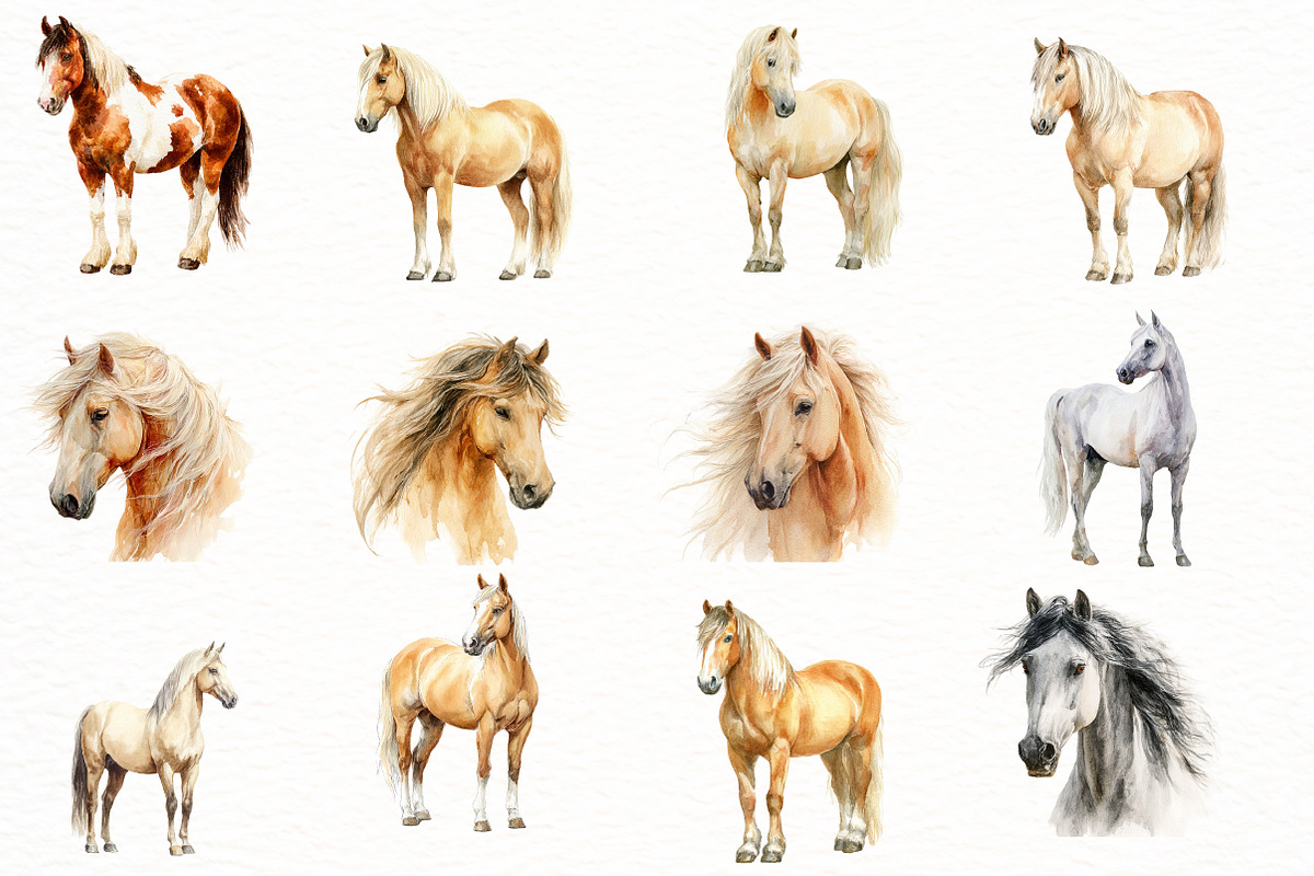 Watercolor Horse Clipart, an Illustration by Designworld (Photo 3 of 8)