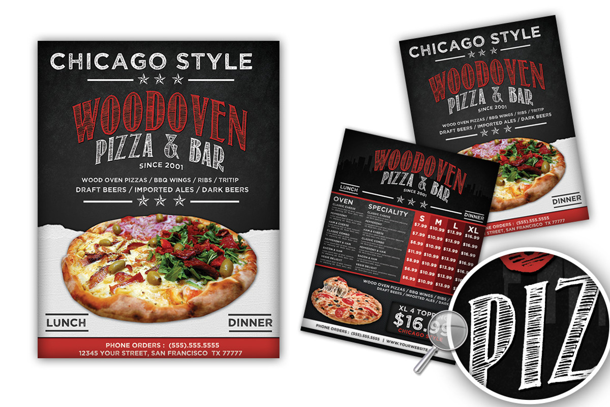 Wood Oven Pizza Menu Flyer, a Flyer Template by boca2600 (Photo 2 of 2)