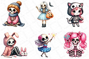 Cute Skeleton Girl PNG Clipart, an Illustration by DreamPrint404 (Thumbnail 6 of 6)