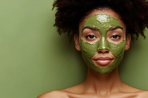 Woman with green clay mask on face, a Person Photo by Photostock