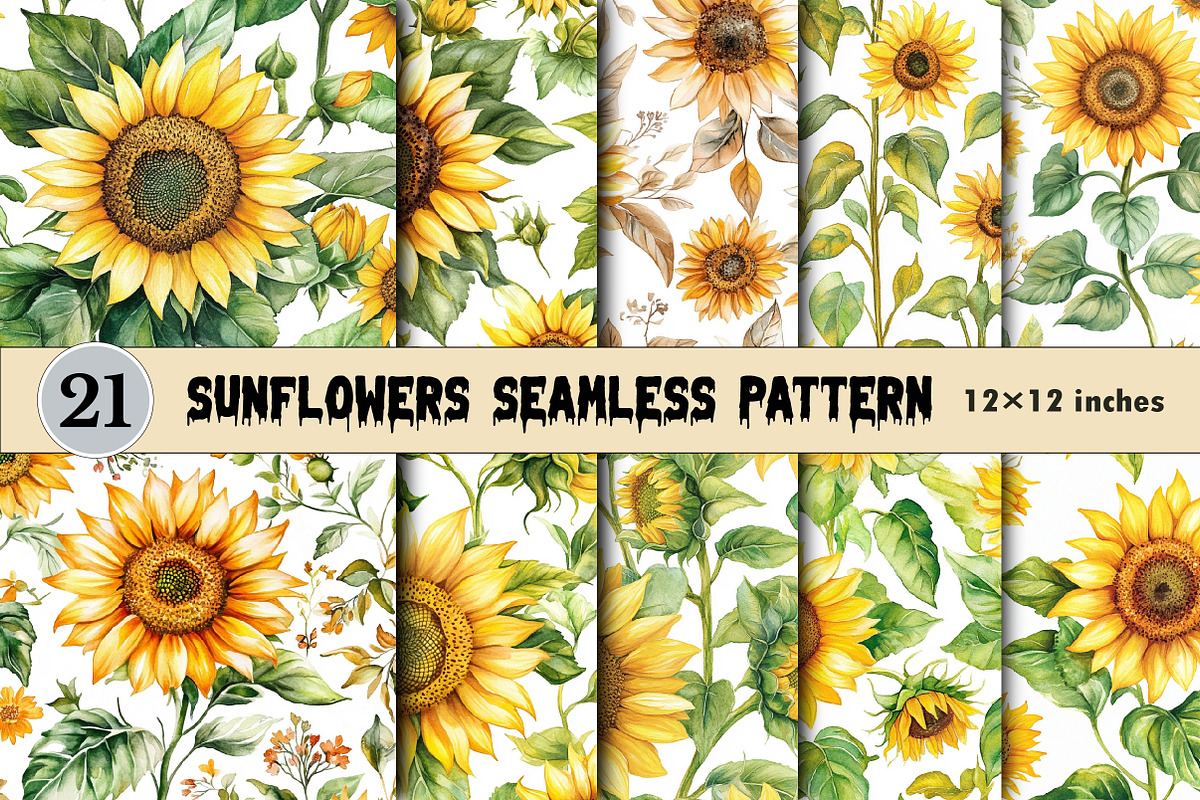 Sunflowers Seamless Pattern, a Pattern Graphic by CitraGraphics (Photo 1 of 5)