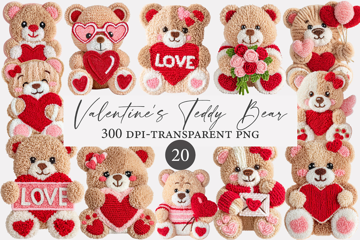 Faux Yarn Valentine's Day Teddy Bear, an Illustration by Designworld (Photo 1 of 5)