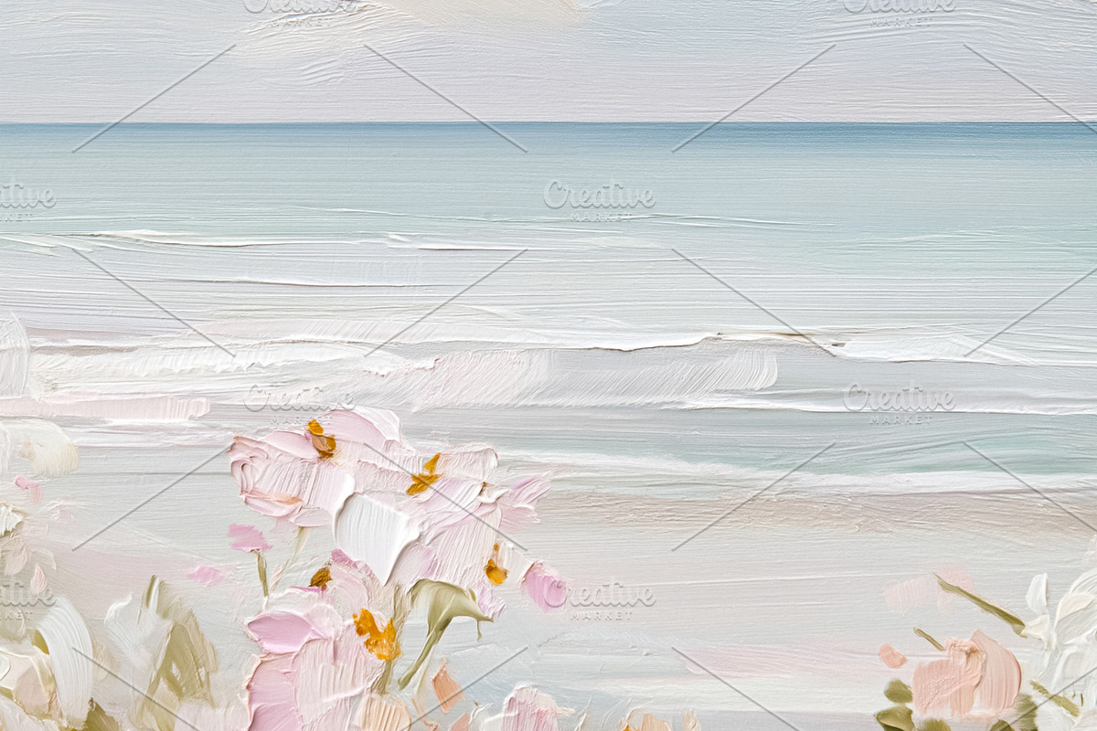 Impressionist floral beach landscape painting with textured wild, a Photo by Studio ANNA (Photo 1 of 2)
