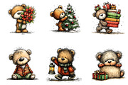Christmas Teddy Bear Clipart,, a Seasonal Illustration by CreationArt (Thumbnail 3 of 5)