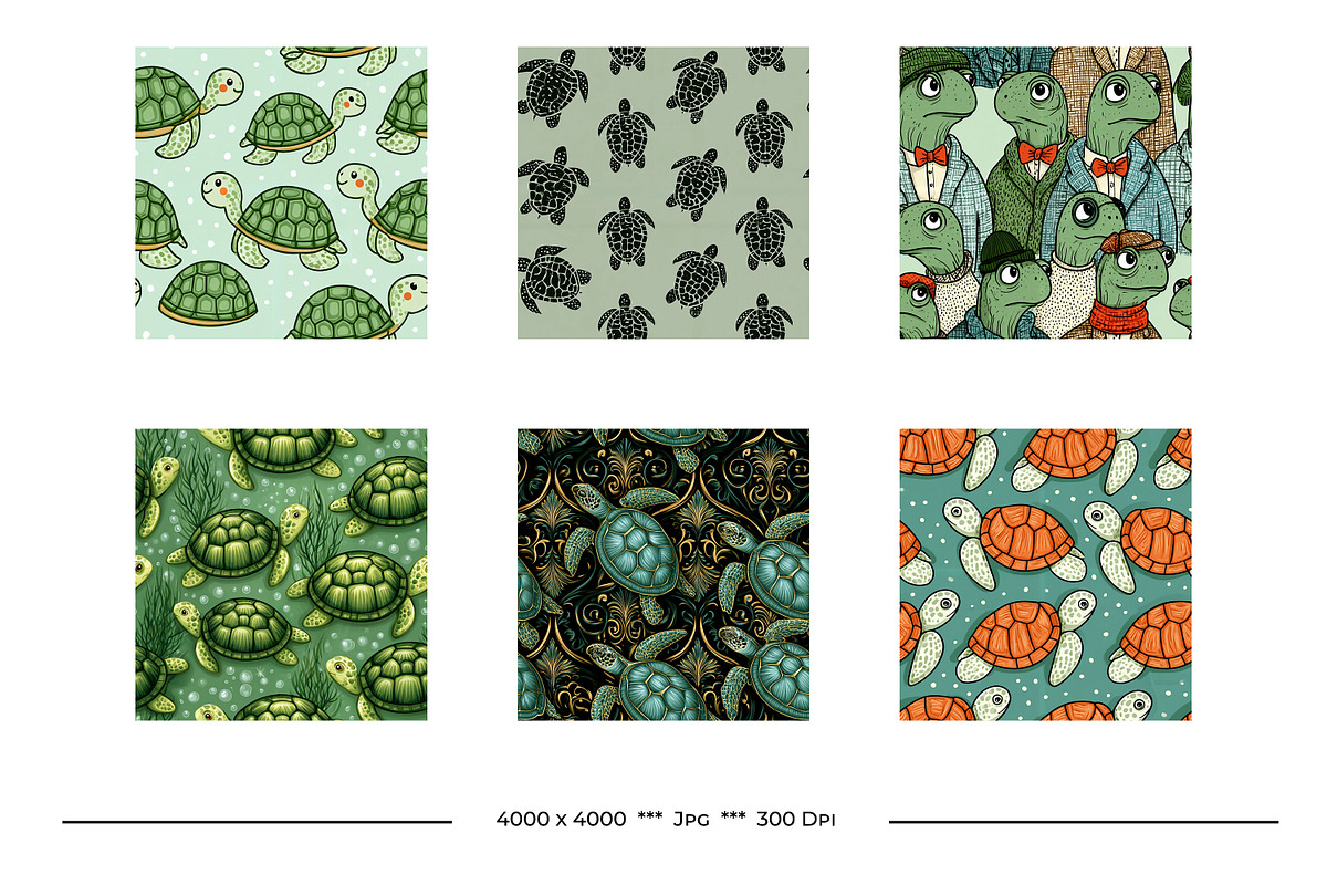 Turtle Retro Art Style Patterns, a Pattern Graphic by karenfoleyphoto (Photo 3 of 10)
