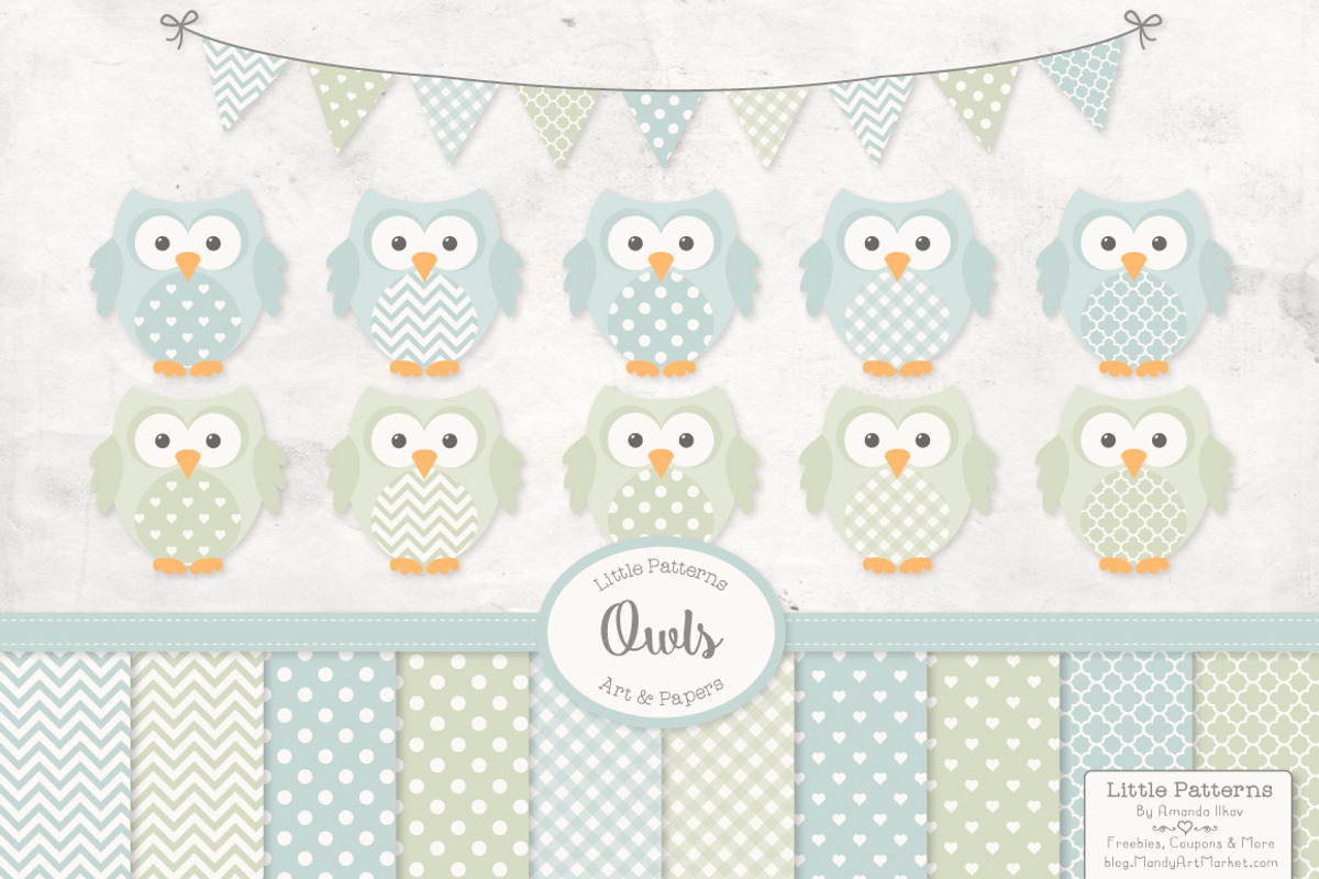 Pastel Owls, Banners and Papers, an Animal Illustration by Amanda Ilkov (Photo 1 of 3)