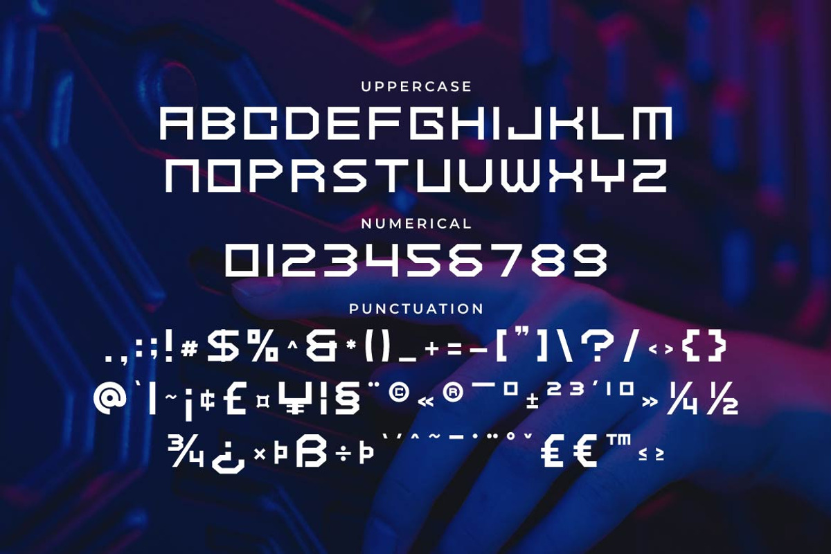 Holda – Geometric Technology Font, a Sans Serif Font by Artiveko (Photo 2 of 8)