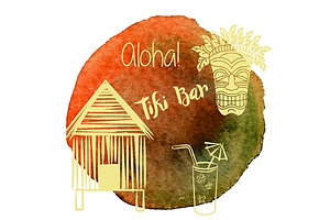 Watercolor Hawaiian graphic design