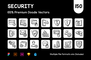 Set Of Trendy Doodle Security Icons