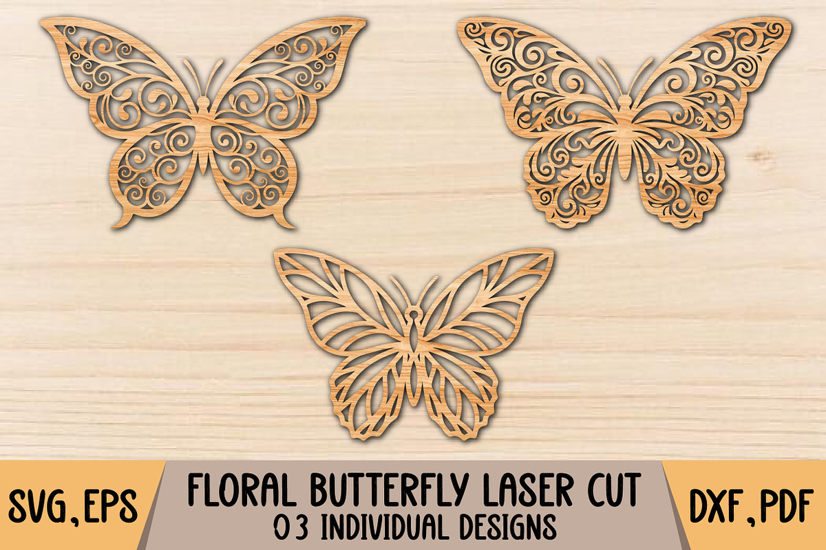 Floral Scroll Butterfly Laser Cut, a Graphic by Pixels.Craft (Photo 1 of 3)