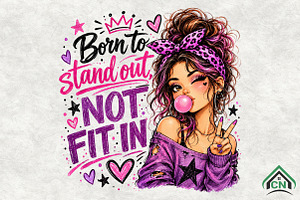 Sassy Girl Bubblegum Sublimation, a Seasonal Illustration by Craft Nest