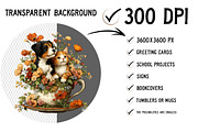 Whimsical Dog Cat Flower Clipart PNG, a Seasonal Illustration by Craft Nest (Thumbnail 2 of 12)