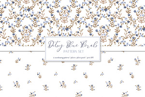 Ditsy Blue Florals Pattern Set