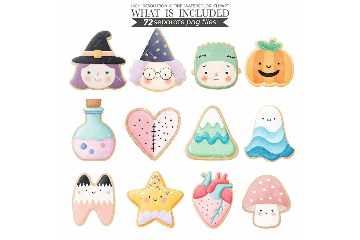 Halloween Cookie Clipart: Watercolor, an Illustration by CharmClipart (Photo 6 of 8)
