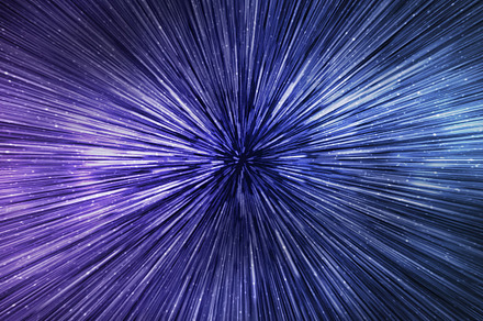 Hyperspace speed effect in night starry sky. Bright blue galaxy,, a Technology Photo by GoodGoods