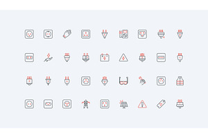 Electrical plug socket types icons, a Technology Illustration by Lemberg Vector