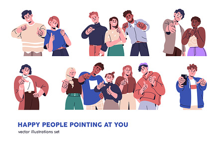 Happy people pointing at you set, a Person Illustration by Good Studio