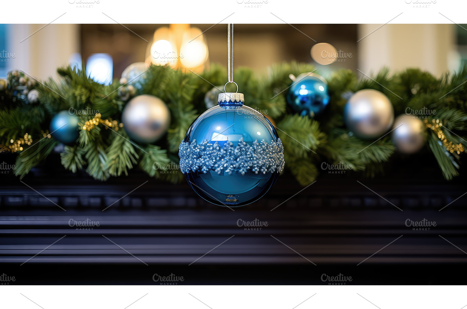 festive christmas ornament blue ai, a Holiday Photo by pikepicture