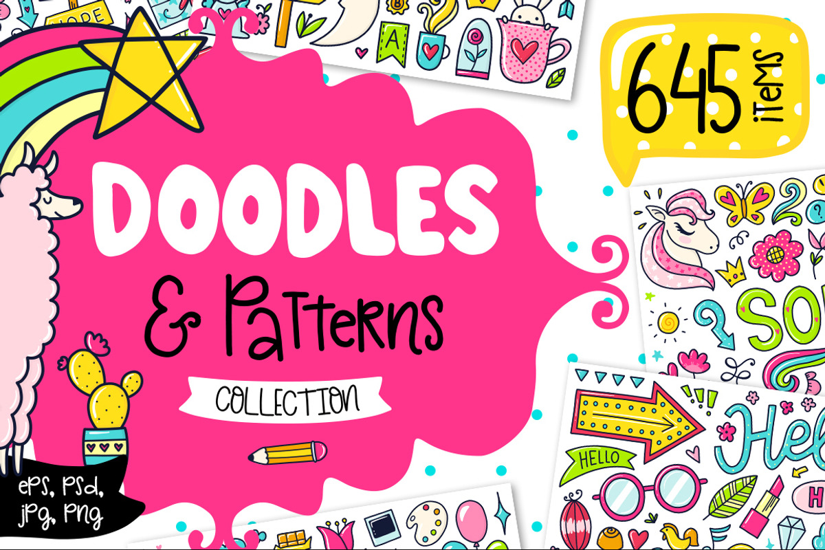 645 Doodles & Patterns - Clipart Set, an Object Graphic by Velliniki (Photo 1 of 7)
