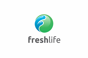 Letter F Water Splash Globe Logo