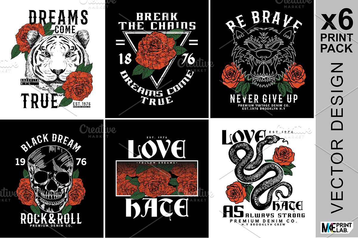 BLACK ROSES LINE T-SHIRT PRINT PACK, an Illustration by MKE Print Lab. (Photo 1 of 2)