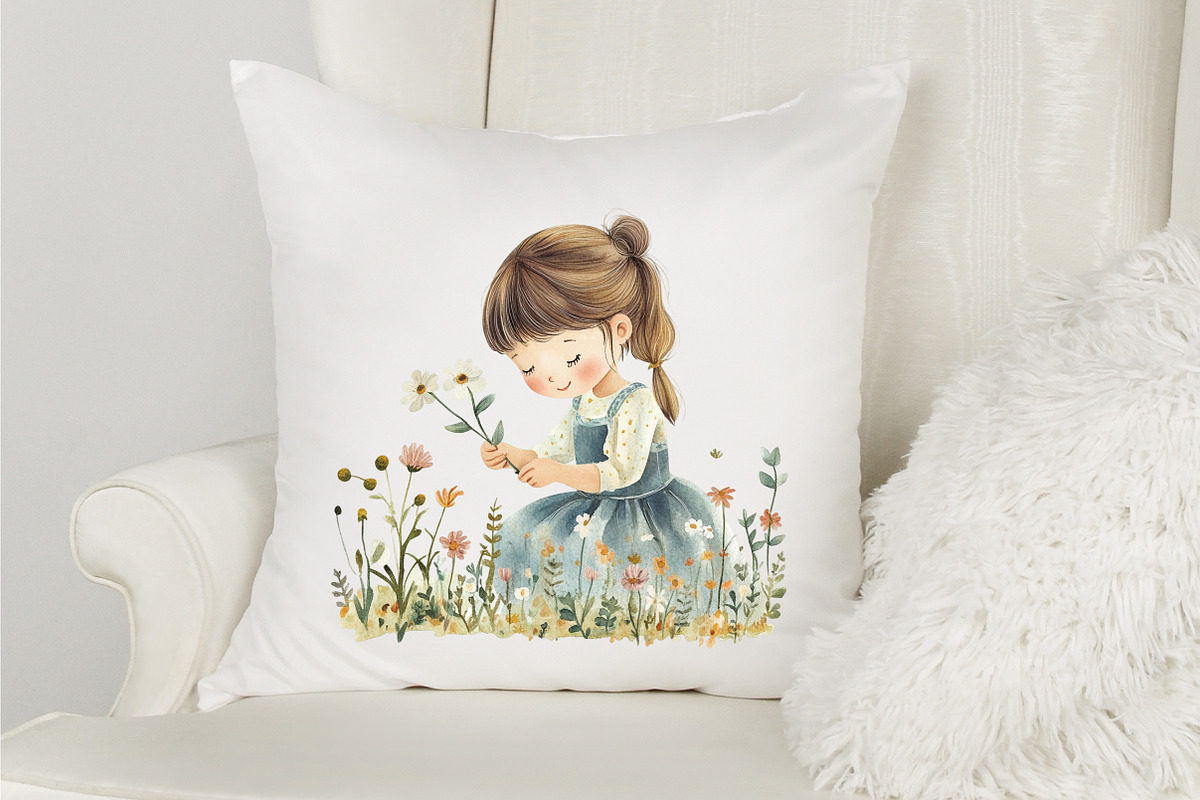 Watercolor Summer Girls Clipart, an Illustration by designcity5 (Photo 4 of 5)