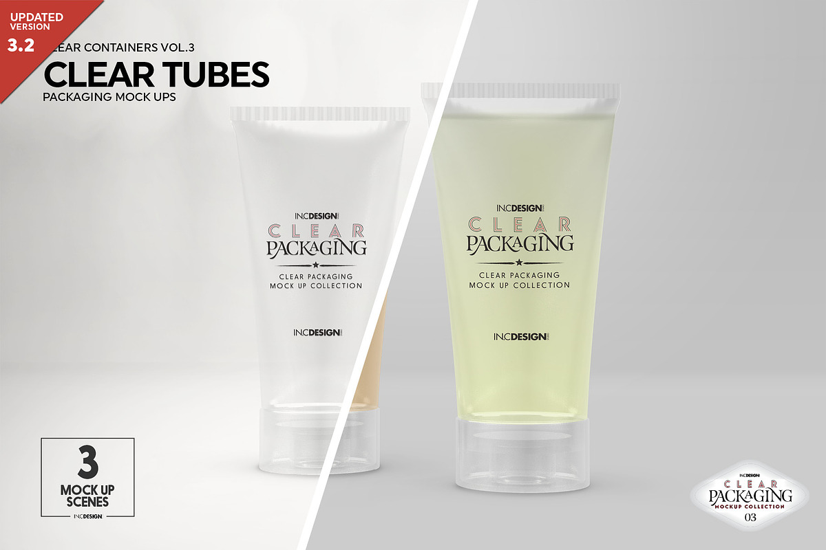 Clear Cosmetic Tube Mockups, a Packaging Mockup by INCDesign (Photo 1 of 9)