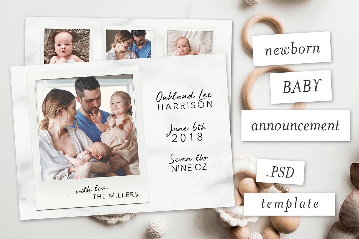 Modern Baby Announcement Template II, a Card Template by Ashley Alexandra Design (Photo 1 of 5)