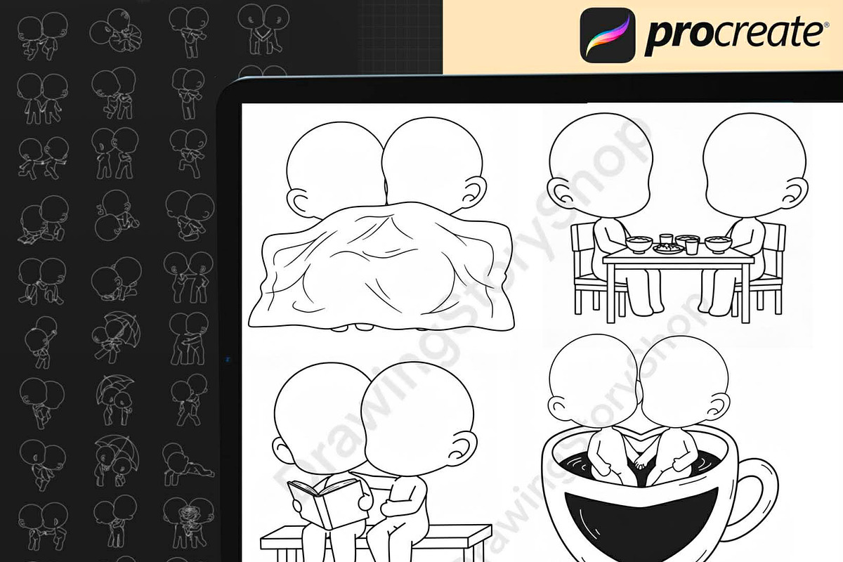 100 Procreate Chibi Couple Stamp, a Brush Add-On by DrawingStoryShop (Photo 5 of 6)