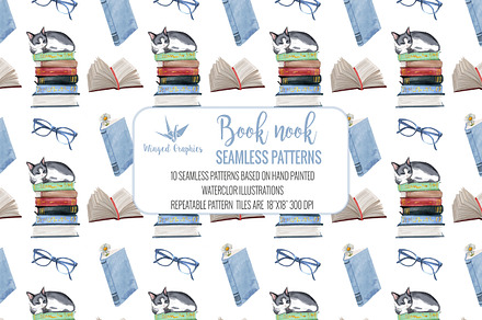 Seamless Watercolor Book Patterns