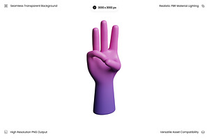 Gradient Peace Hand Gesture 3D, an Object 3D Model by Wencory
