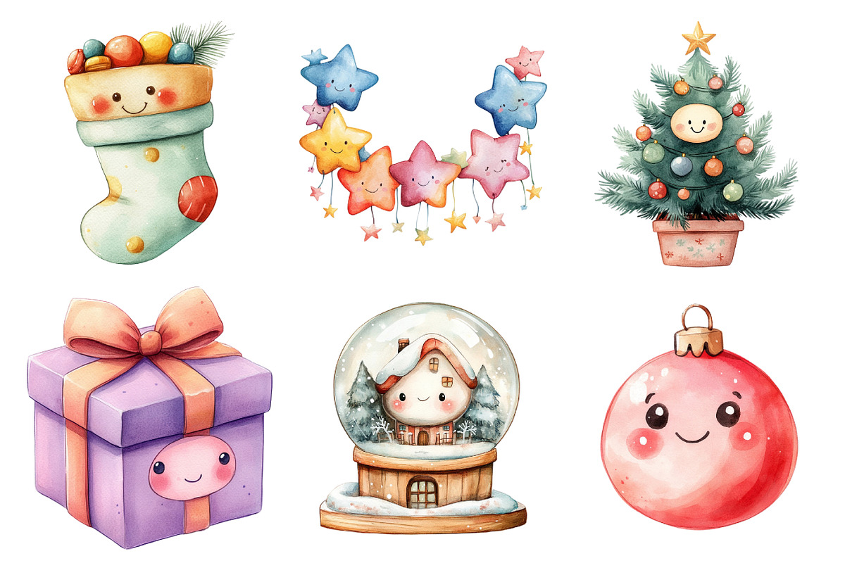 Kawaii Christmas Cuties Set, an Illustration by Daily.Designs (Photo 4 of 5)
