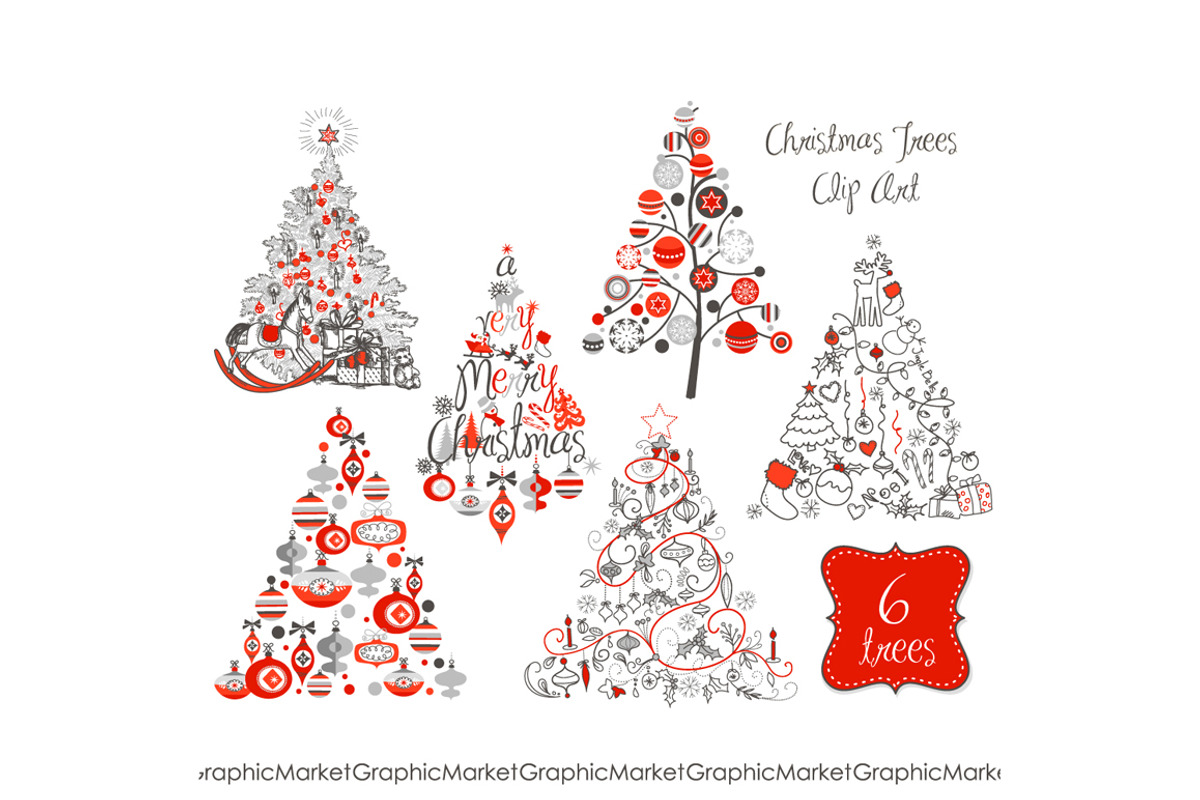 Christmas Tree Retro Clip Art, a Decorative Illustration by GraphicMarket (Photo 1 of 2)