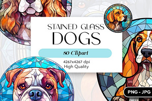 79 Stained Glass Dogs Clipart