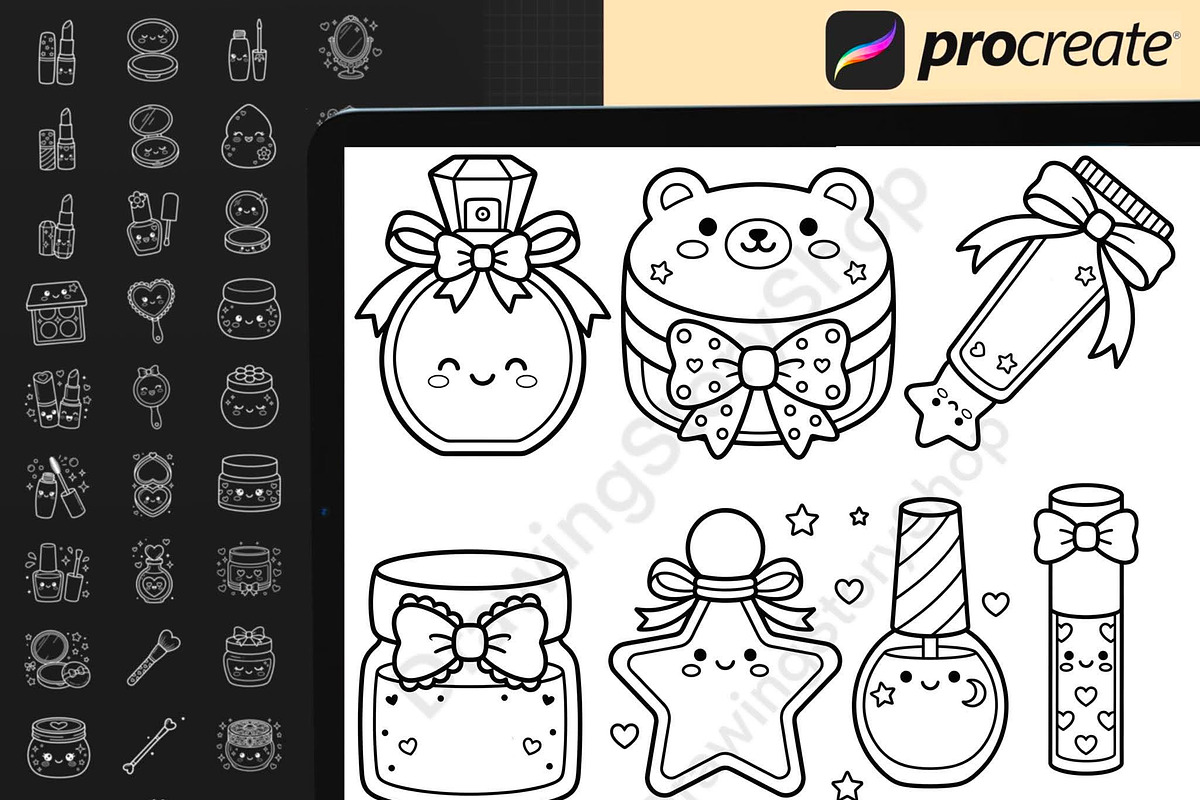 150 Procreate Kawaii Makeup Stamps, a Brush Add-On by DrawingStoryShop (Photo 5 of 6)