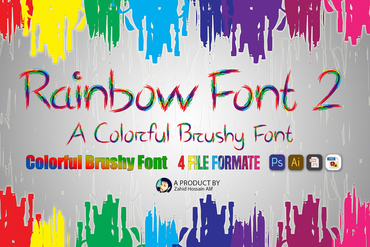 Colorful Brushy Font Rainbow Font 2