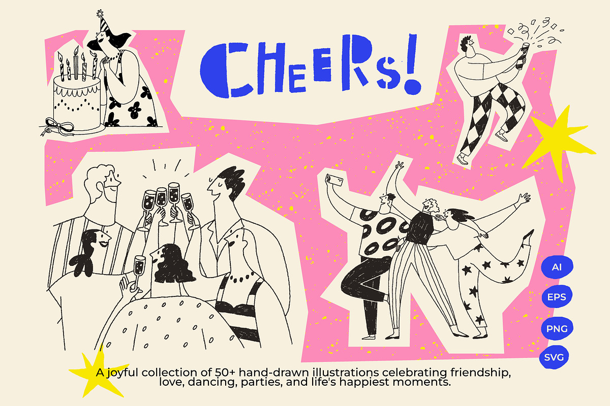 Cheers! Happy People Illustrations, a Person Illustration by Olly Kava (Photo 1 of 10)