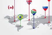 World Map With State Flag Pointer, a Background Graphic by Black White Mouse Design (Thumbnail 2 of 3)