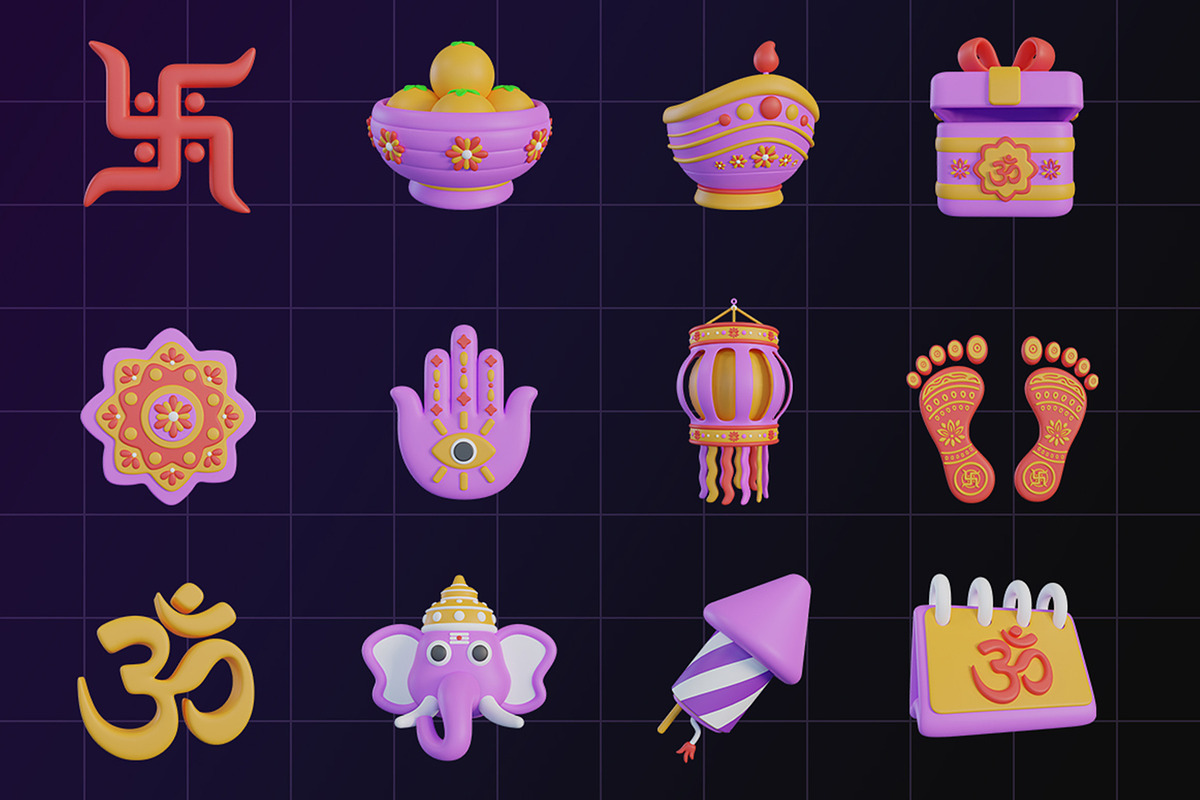 Diwali 3D Icon Pack, an Object Graphic by Artnivora.Std (Photo 2 of 4)